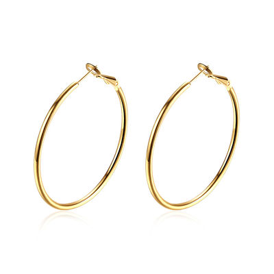 o ouro de 40mm chapeou brincos feitos sob encomenda da aro em volta do acoplamento do OEM de 8.2g Rose Gold