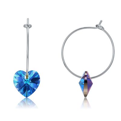 925 Sterling Silver Custom Hoop Earrings 20×10mm com cristal de Austrian crystal
