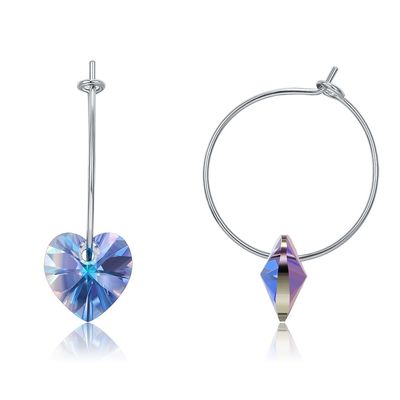 925 Sterling Silver Custom Hoop Earrings 20×10mm com cristal de Austrian crystal