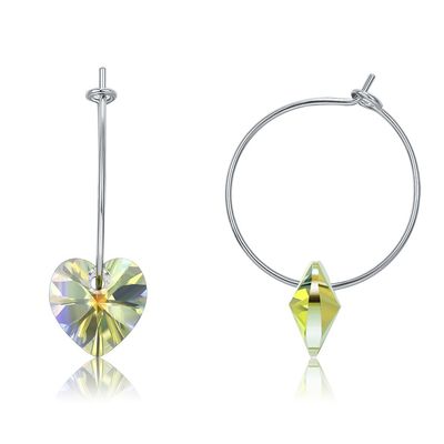 925 Sterling Silver Custom Hoop Earrings 20×10mm com cristal de Austrian crystal