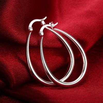 A platina chapeou aros lisas do ouro do círculo 14k 30×21mm para a senhora das mulheres