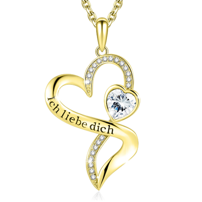 o coração do dobro 0.29oz de 18in deu forma ao amor infinito do ouro da colar com o cristal branco de Austrian crystal