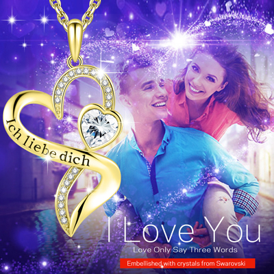 o coração do dobro 0.29oz de 18in deu forma ao amor infinito do ouro da colar com o cristal branco de Austrian crystal