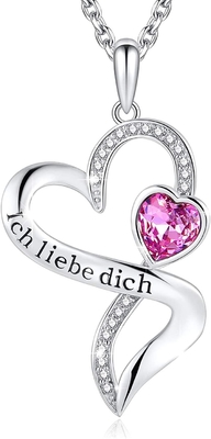 925 cristais chapeados ródio de Austrian crystal da colar de Sterling Silver Personalized Double Heart