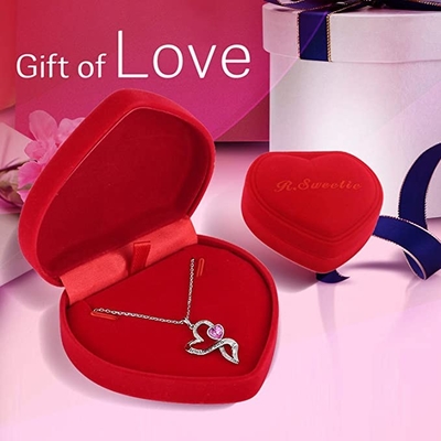 925 cristais chapeados ródio de Austrian crystal da colar de Sterling Silver Personalized Double Heart
