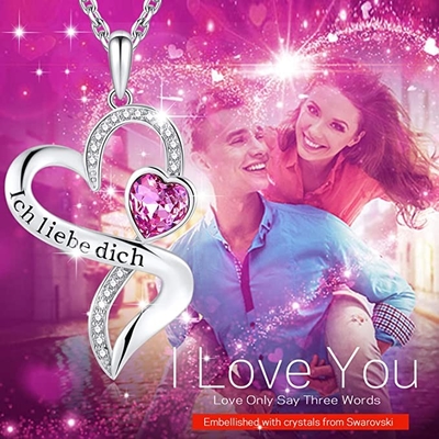 925 cristais chapeados ródio de Austrian crystal da colar de Sterling Silver Personalized Double Heart
