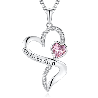 Sterling Silver Heart Pendant Necklace gravado com o cristal roxo de Austrian crystal