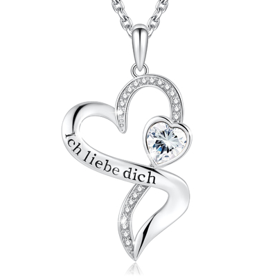 Colar dobro 925 Sterling Silver White Austrian crystal Crystal da infinidade do coração das meninas