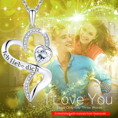 Colar dobro 925 Sterling Silver White Austrian crystal Crystal da infinidade do coração das meninas