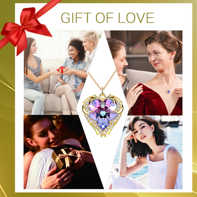 Ouro grande de 18 colares de Crystal Rose Gold Colorful Crystal Womens da colar do coração da colar de Austrian crystal da polegada 8,2