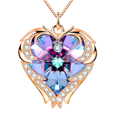 18 colar grande do coração da joia de prata da polegada 8,2 com a colar de Austrian crystal Crystal Gold Colorful Crystal Trendy