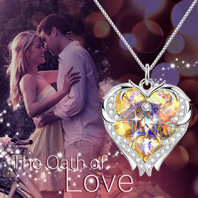 Presentes de 18 polegadas 8,2 para a mamã da colar grande do coração da filha com Austrian crystal Crystal Necklace For Girlfriend amarelo