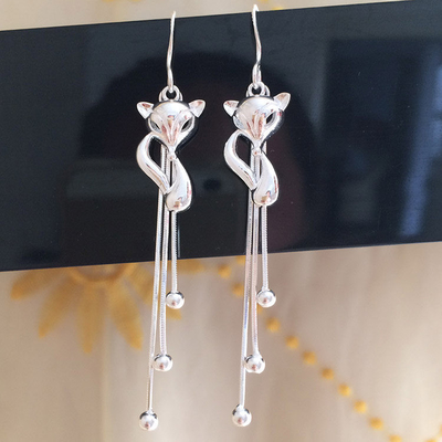 990 brincos longos da gota da borla 0.19oz de Sterling Silver Jewelry Earrings 7.1cm