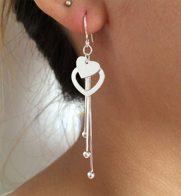 990 brincos longos da gota da borla 0.19oz de Sterling Silver Jewelry Earrings 7.1cm