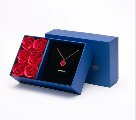 caixa de empacotamento Ring Box do brinco da caixa da colar da guarda-joias de 115*115*110 milímetro 0,406 quilograma Rose Flower Gift Jewelry Box
