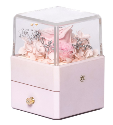 Guarda-joias Ring Box With Flower Inside da flor da resina 115X115X110mm