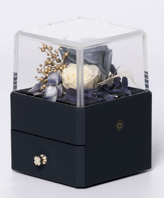 Guarda-joias Ring Box With Flower Inside da flor da resina 115X115X110mm