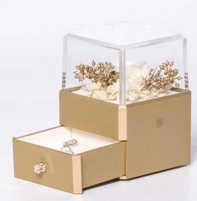 Guarda-joias Ring Box With Flower Inside da flor da resina 115X115X110mm