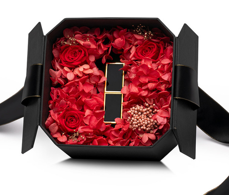 Rose Flower Gift Jewelry Box preta 0,406 quilogramas para o anel do brinco da colar